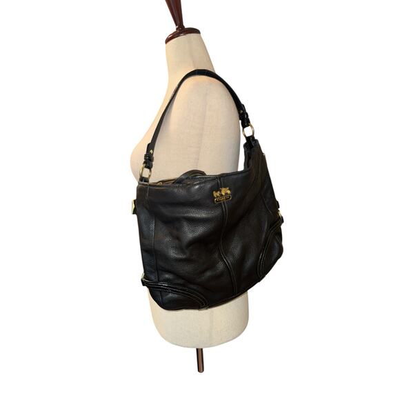 Coach Chelsea black leather shoulder bag hobo with patent trim and COA - Picture 5 of 13